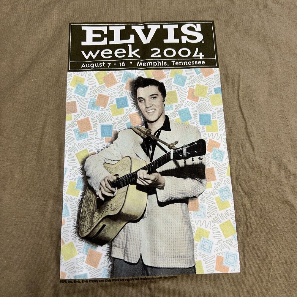 Elvis Week 2004 Memphis Tennessee Graceland Graphic T‎ Shirt Beige Size 3XL